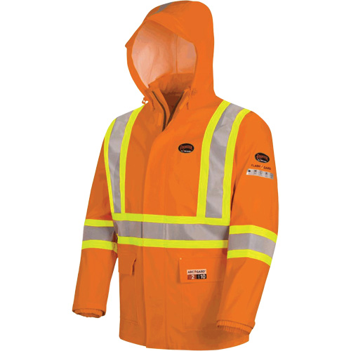 5880 Manteau de pluie ignifuge et protection contre les &eacute;clats d'arc &eacute;lectrique, T-petit, Orange haute visibilit&eacute;, 10 cal/cm² MAS Chibougamau