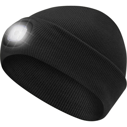5678 Knit Toque with LED Headlight, Fleece Lining, One Size, Black MAS Chibougamau