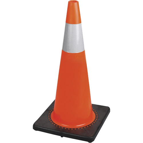 183N C&ocirc;ne de s&eacute;curit&eacute; flexible de premi&egrave;re qualit&eacute;, 28", Orange, Bande(s) r&eacute;fl&eacute;chissante(s) 4" MAS Chibougamau