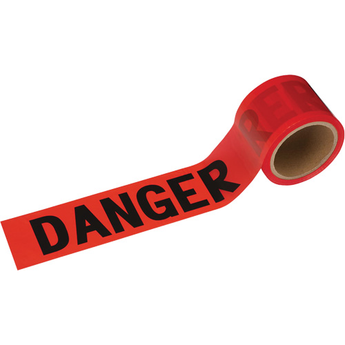 388 Ruban de danger, Bilingue, 3" la x 200' lo, 1,5 mil, Noir/rouge MAS Chibougamau