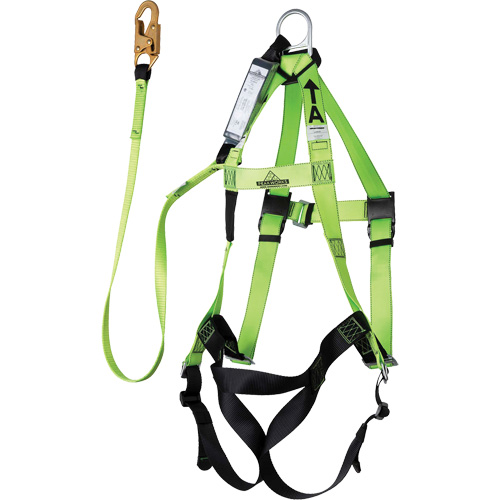 FBH-10000A6440-6 Contractor Series Safety Harness with Shock Absorbing Lanyard, Harness/Lanyard Combo MAS Chibougamau