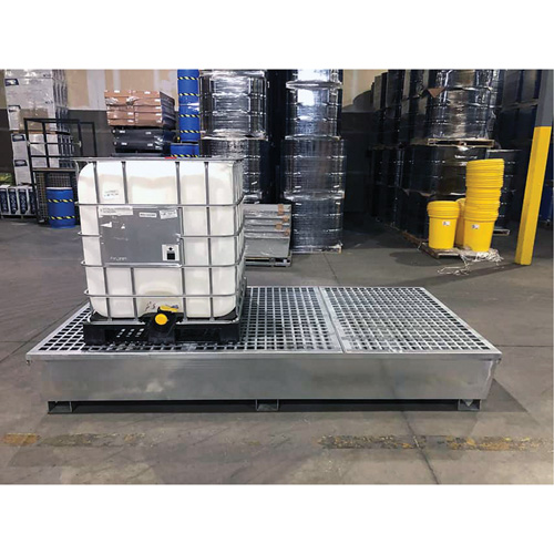Steel Ultra-Twin IBC Spill Pallet&reg;, 370 US gal. Spill Capacity, 103.8" x 26.8" x 51.1" MAS Chibougamau