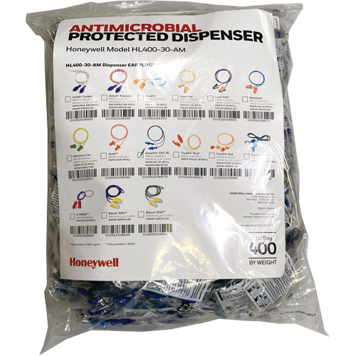 Recharge de bouchons doreille SDT-30 pour le distributeur HL400, Vrac - Sac en poly, Avec cordon MAS Chibougamau