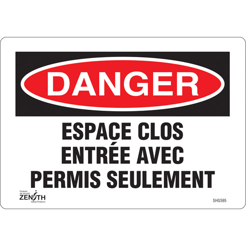 "Espace clos" Sign, 7" x 10", Vinyl, French MAS Chibougamau