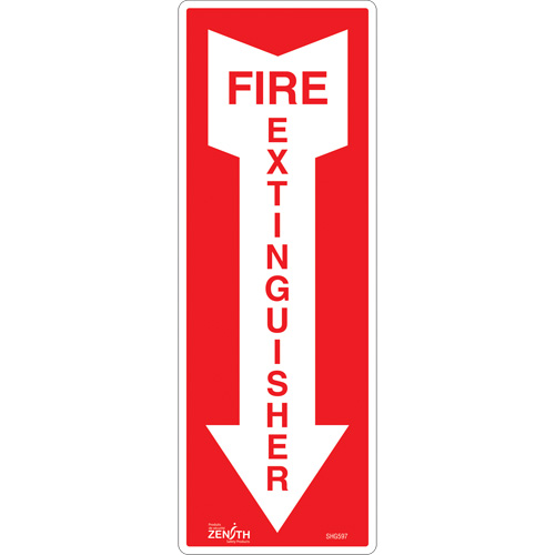 "Fire Extinguisher" Sign, 5" x 14", Vinyl, English with Pictogram MAS Chibougamau