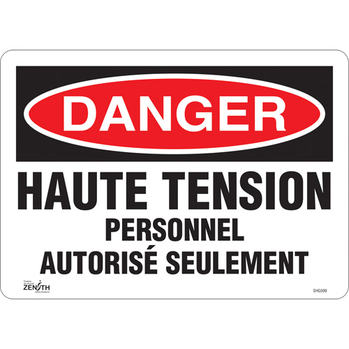 "Haute tension" Sign, 10" x 14", Vinyl, French MAS Chibougamau