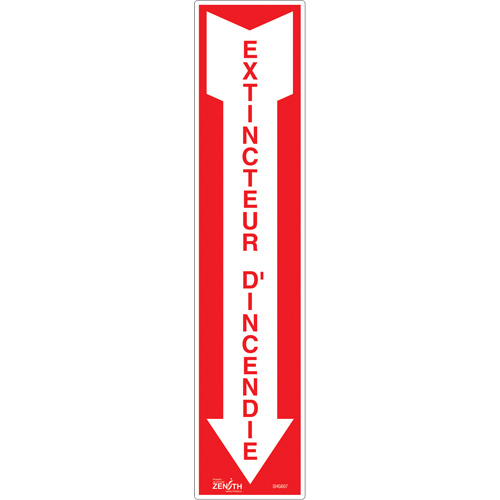 "Extincteur d'incendie" Sign, 4" x 18", Vinyl, French with Pictogram MAS Chibougamau
