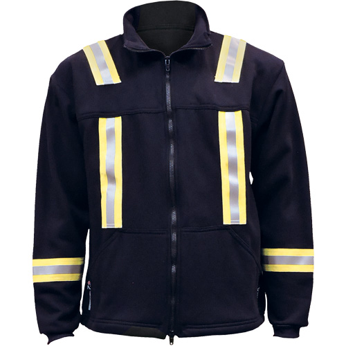 Veste FR ray&eacute;e en molleton &agrave; fermeture &agrave; glissi&egrave;re compl&egrave;te, Moyen, Bleu marin MAS Chibougamau