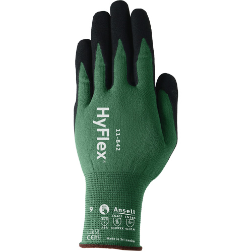 Gants polyvalents &eacute;coresponsables HyFlex 11-842, 5, R&ecirc;vetement Mousse de nitrile, Calibre 15, Enveloppe en Nylon MAS Chibougamau