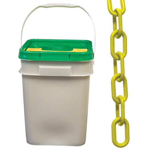 Chaîne de s&eacute;curit&eacute; en plastique robuste, Jaune, Maillon de 2", 120' de long MAS Chibougamau