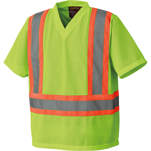 5993P Mesh Safety T-Shirt, Polyester, Small, High Visibility Lime-Yellow MAS Chibougamau