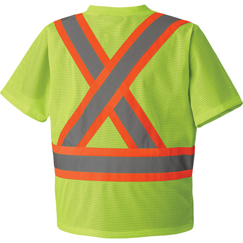 5993P Mesh Safety T-Shirt, Polyester, Small, High Visibility Lime-Yellow MAS Chibougamau