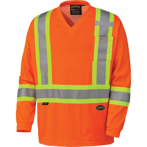 6984 Traffic Micro Mesh Long-Sleeved Safety Shirt, Small, High Visibility Orange MAS Chibougamau