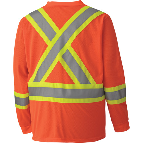 6984 Traffic Micro Mesh Long-Sleeved Safety Shirt, Small, High Visibility Orange MAS Chibougamau
