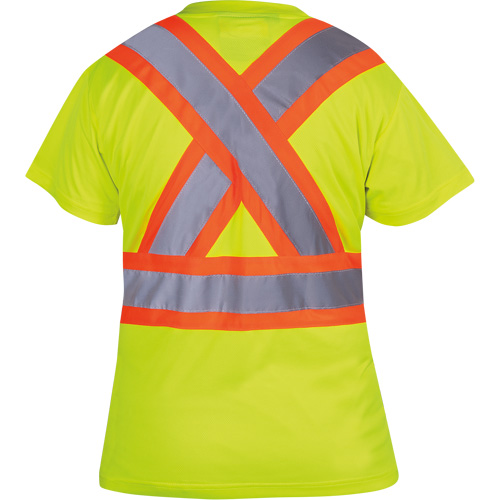 6949 Women's Bird's-Eye Safety T-Shirt, Polyester, X-Small, High Visibility Lime-Yellow MAS Chibougamau