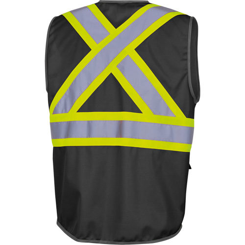 6959BK Veste de s&eacute;curit&eacute; haute visibilit&eacute; en tricot chaîne avec fermeture &agrave; glissi&egrave;re, Noir, T-petit, Polyester MAS Chibougamau