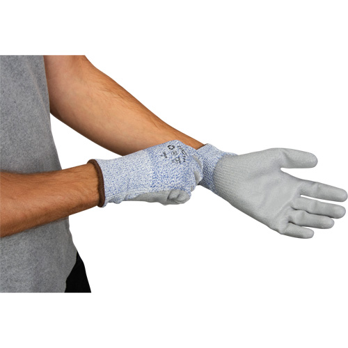 Gants &eacute;lastiques &eacute;cologiques r&eacute;sistants &agrave; la coupe, Taille 7, Calibre 13, Rev&ecirc;tement Polyur&eacute;thane, Enveloppe en PEHP/rPET, ASTM ANSI niveau A2 MAS Chibougamau