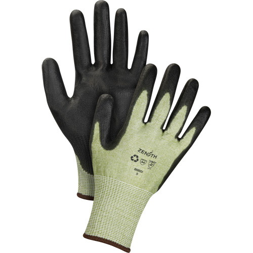 Gants &eacute;lastiques &eacute;cologiques sans coutures r&eacute;sistants &agrave; la coupe, Taille 7, Calibre 13, Rev&ecirc;tement Polyur&eacute;thane, Enveloppe en PEHP/rPET, ASTM ANSI niveau A4 MAS Chibougamau