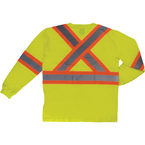 Long Sleeve Safety T-Shirt, Cotton, X-Small, High Visibility Lime-Yellow MAS Chibougamau