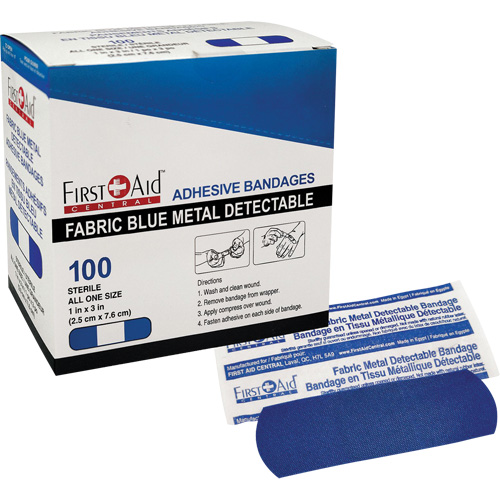 Bandages, Rectangular/Square, 3", Fabric Metal Detectable, Sterile MAS Chibougamau