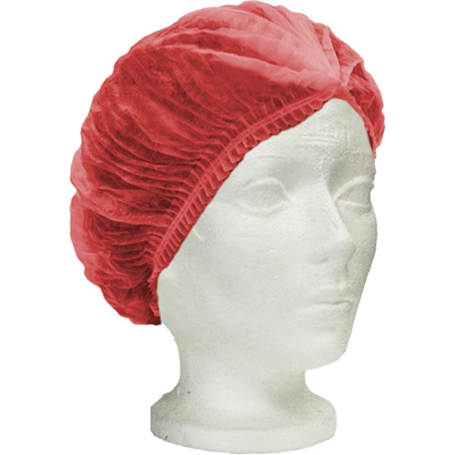 RONCO Care Pleated Bouffant Cap, Polypropylene, 24", Red MAS Chibougamau