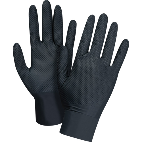 Heavyweight Tactile Grip Examination Gloves, X-Large, Nitrile, 8-mil, Powder-Free, Black, Class 2 MAS Chibougamau
