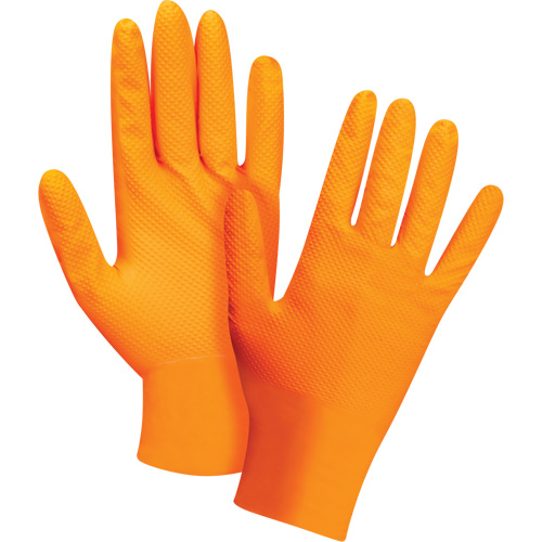 Heavyweight Tactile Grip Examination Gloves, Large, Nitrile, 8-mil, Powder-Free, Orange, Class 2 MAS Chibougamau