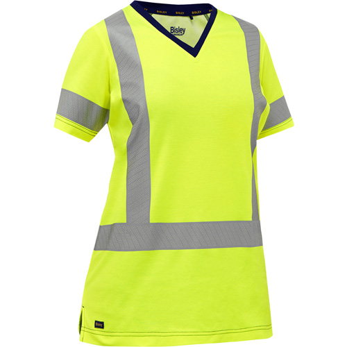Chemise &agrave; manches courtes et X au dos Bisley pour femmes, Poly-coton, Petit, Jaune lime haute visibilit&eacute; MAS Chibougamau
