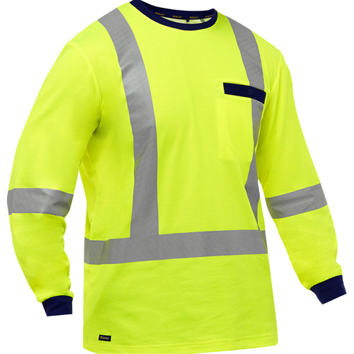 Chemise &agrave; manches longues et X au dos Bisley, Poly-coton, Petit, Jaune lime haute visibilit&eacute; MAS Chibougamau