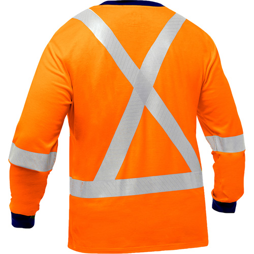 Chemise &agrave; manches longues et X au dos Bisley, Poly-coton, Petit, Orange haute visibilit&eacute; MAS Chibougamau