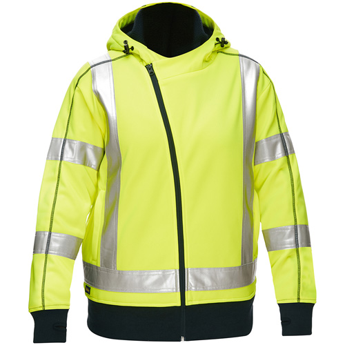 Bisley&reg; X-Back Women's Contoured Full Zip Hooded Sweatshirt with Sherpa Lining, 3X-Large, High Visibility Lime-Yellow MAS Chibougamau
