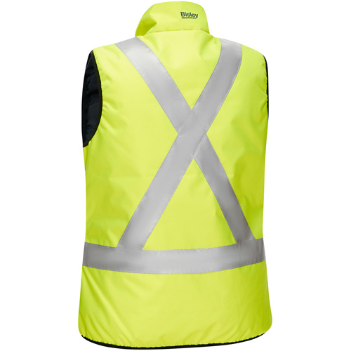 Veste bouffante, enveloppante et r&eacute;versible avec X au dos Bisley pour femmes, Jaune lime haute visibilit&eacute;, Petit, Polyester MAS Chibougamau