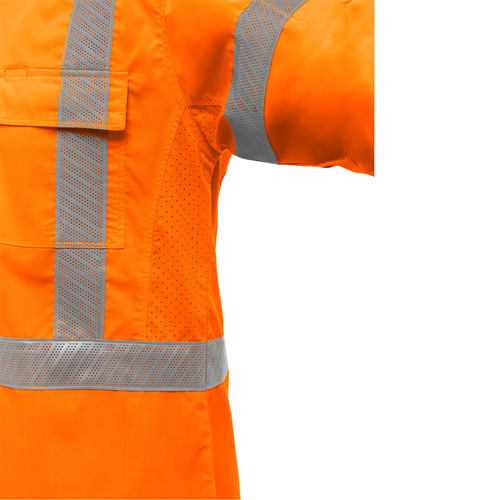 Chemise de travail &agrave; manches longues et X au dos Bisley avec X-Airflow, Poly-coton, Petit, Orange haute visibilit&eacute; MAS Chibougamau