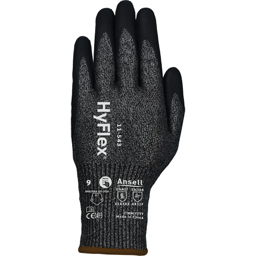 Gants r&eacute;sistants &agrave; la coupe HYFLEX 11-543, Taille 6, Calibre 13, Rev&ecirc;tement Nitrile, Enveloppe en Nylon/Acier inoxydable/PEHP/Spandex, ASTM ANSI niveau A7/EN 388 niveau F MAS Chibougamau