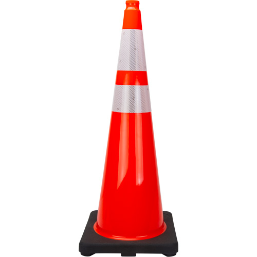 C&ocirc;ne de signalisation de premi&egrave;re qualit&eacute;, 36", Orange, Bande(s) r&eacute;fl&eacute;chissante(s) 4" & 6" MAS Chibougamau