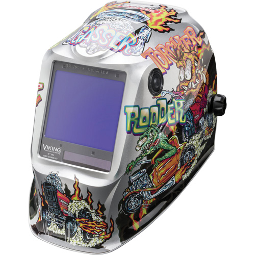 VIKING 3350 Hot Rodders Welding Helmet, 3.74" L x 3.34" W View Area, 5 - 13 Shade Range MAS Chibougamau