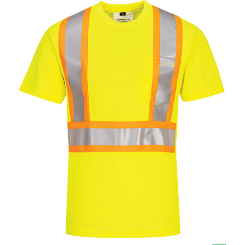 T-shirt de s&eacute;curit&eacute; &agrave; bandes contrastantes, Polyester, Petit, Jaune lime haute visibilit&eacute; MAS Chibougamau