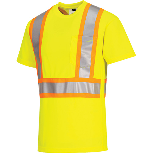 T-shirt de s&eacute;curit&eacute; &agrave; bandes contrastantes, Polyester, Petit, Jaune lime haute visibilit&eacute; MAS Chibougamau