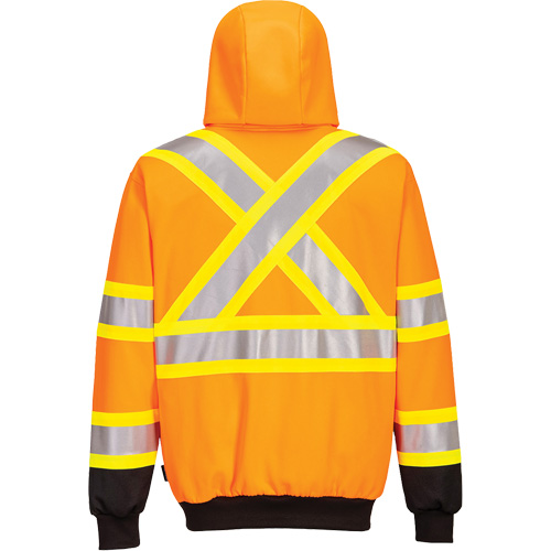 Contrast-Striped Safety Hoodie, Small, Black/High Visibility Orange MAS Chibougamau
