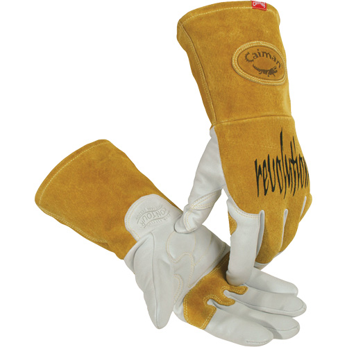 Caiman&reg; Premium TIG/MIG Welder's Gloves with FR Insulated Split Cowhide Back, Grain Goatskin, Size Small MAS Chibougamau