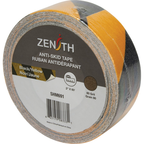 Ruban antid&eacute;rapant, 2" x 60', Noir & jaune MAS Chibougamau