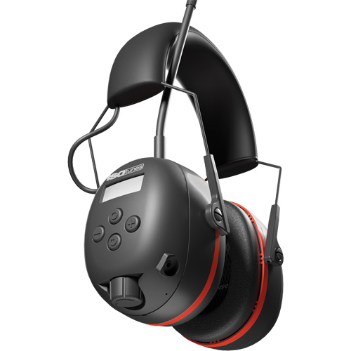 Black & Red Air Defender AM/FM Earmuffs, Headband Style, 24 dB MAS Chibougamau
