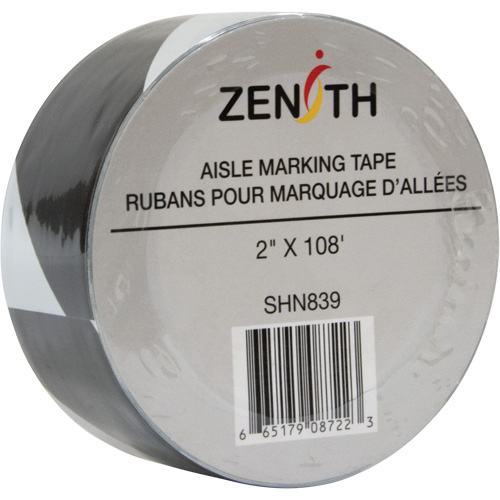 Ruban pour marquage d'all&eacute;es, 2" x 108', PVC, Noir et blanc MAS Chibougamau