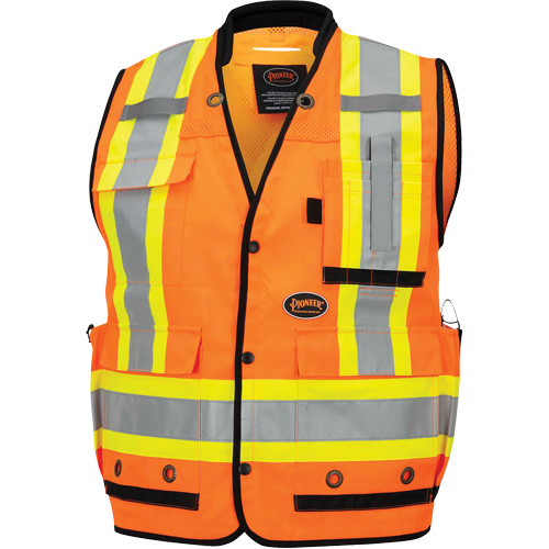 6680 High-Visibility Antimicrobial Mesh-Back Surveyor Vest, High Visibility Orange, Small, Polyester MAS Chibougamau