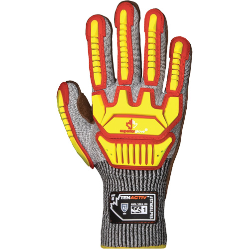 Gants antichocs TenActiv STAGBLPVB, 3T-Grand, Paume en Cuir de vache, Poignet Poignet en tricot MAS Chibougamau
