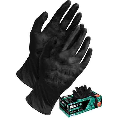 Deny&reg; Disposable Gloves, Small, Nitrile, 6-mil, Powder-Free, Black MAS Chibougamau
