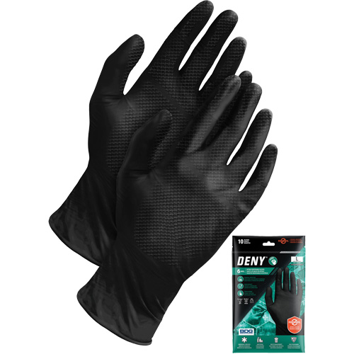Gants jetables Deny, Petit, Nitrile, 6 mils, Sans poudre, Noir MAS Chibougamau