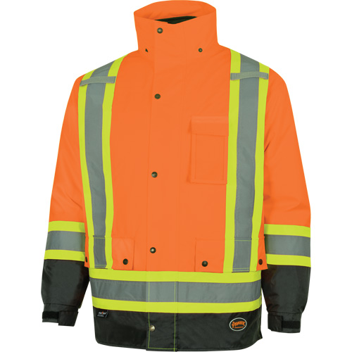 5056 Pioneer&reg; Yukon 7-in-1 Waterproof Winter Safety Parka, Polyester, Black/High Visibility Orange, X-Small MAS Chibougamau