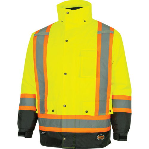 Parka de s&eacute;curit&eacute; d'hiver imperm&eacute;able 7-en-1 5057 Pioneer Yukon, Polyester, Noir/Jaune lime haute visibilit&eacute;, T-petit MAS Chibougamau