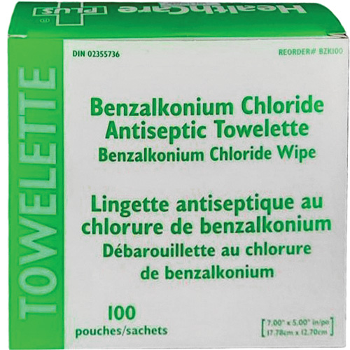 Serviette au chlorure de benzalkonium BZK, Serviette, Antiseptique MAS Chibougamau